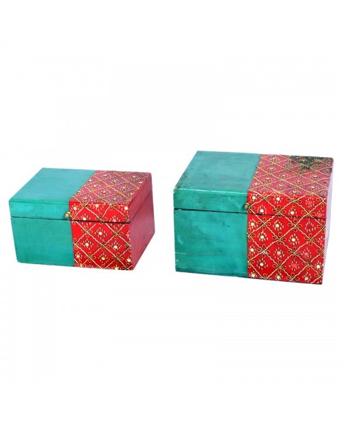 Wooden Multicolour  Handpainted Set of 2 Box