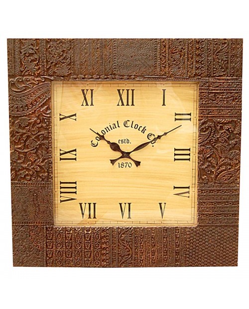 Traditional Square Wall Clock With Carving Work