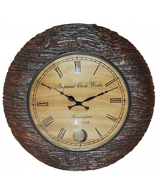 Natural  Wooden Pendulam Wall Clock in Roman Numeric