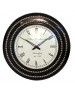 Metal Fitted Moti Wooden Round Wall Clock