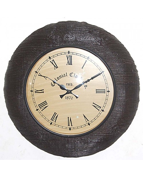 Natural Wooden Round Wall Clock in Roman Numeric