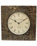 Yellow Shade Carving Square Wooden Wall Clock