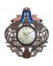 Couple of Peacock With Flower Port Design Handpainting Carving Work Wooden Wall Clock