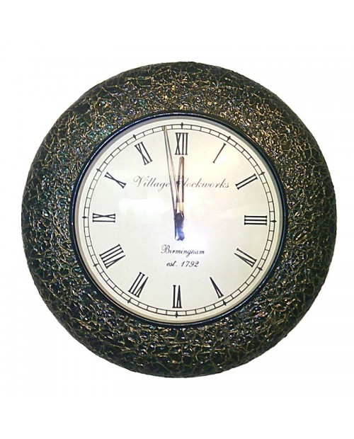 Metal Fitted Round Wall Clock in Roman Numeric